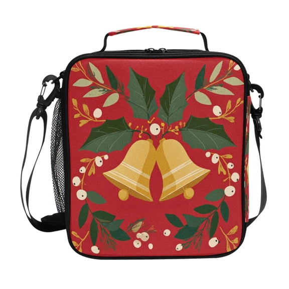 Lunch Bag 10.5*3.5*9.5 Inches Cooler Bag Lunch Bag Insulation Portable Durable Fashion Cute Christmas Bell