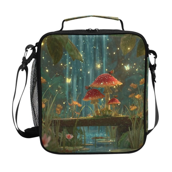 Lunch Bag 10.5*3.5*9.5 Inches Cooler Bag Lunch Bag Insulation Portable Durable Fashion Moonlight Waterfall Mushroom
