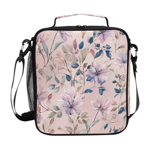 Lunch Bag 10.5*3.5*9.5 Inches Cooler Bag Lunch Bag Insulation Portable Durable Fashion Watercolor Flower Picture