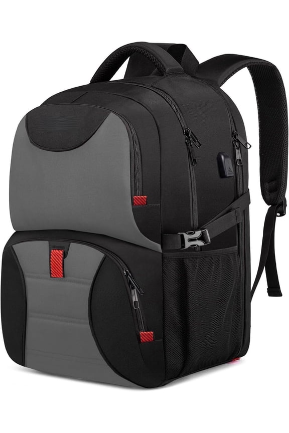 Lunch Bag Backpack, Insulated Cooler Lunch Box Backpack, 17inch Travel Laptop Backpack 50L with USB Port, Water Resistant Big work Backpack for Men Women , Grey