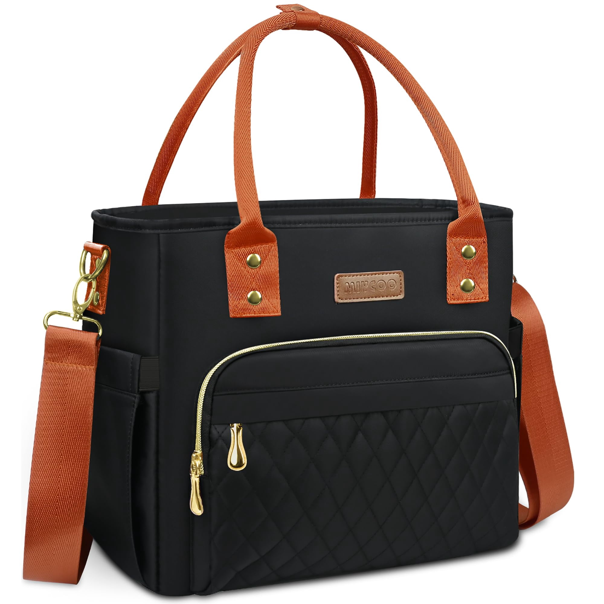 Lunch Bag Box Women - Leakproof Insulated Cooler For Large Tote Bags Adults  Black Orange