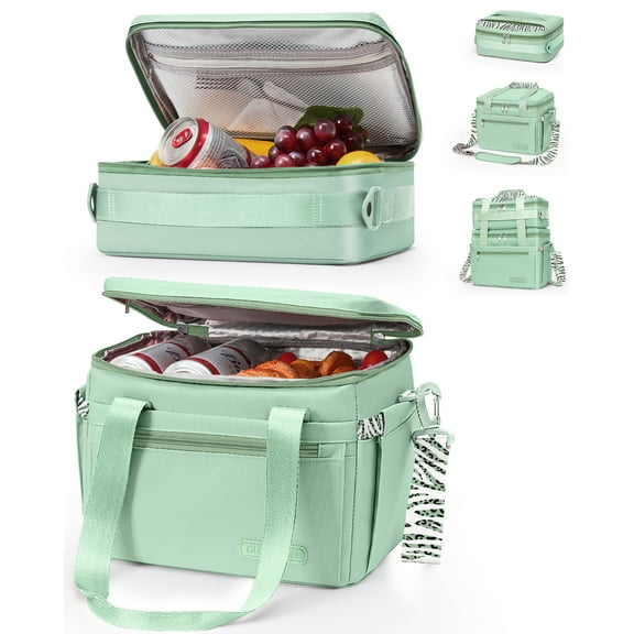 Lunch Bag Box for Women, Gifts for Women 3 in 1 Cooler Bag Large Insulated Removable Double Deck Leak-Proof Lunch Box for Work Outdoor Picnic