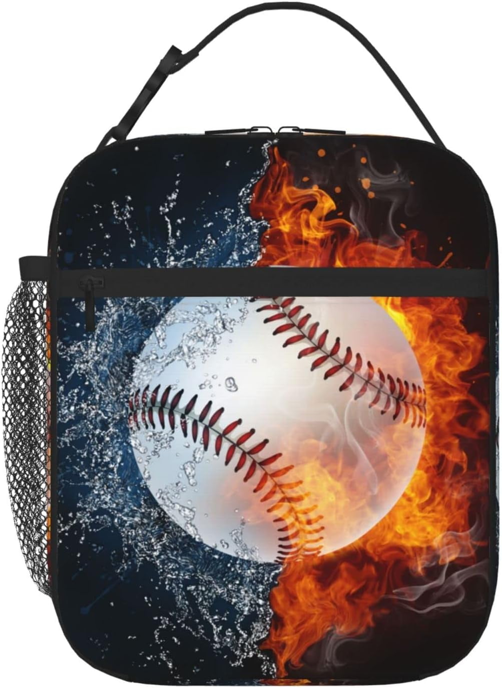 Lunch Bag Boy Baseball Fire Water Sport Insulated Box Reusable with
