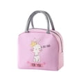thumbnail image 1 of Lunch Bag, Cartoon Patterned Insulated Bento Box Portable Handheld Thermal Cooler Pouch Leakproof Outdoor Picnic Work Travel Food Storage Carrier Tote Bag for Adults 7.48x9.06in Pink, 1 of 5