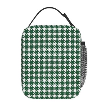 Checked Pattern Lunch Bag – Brown, Single Compartment, 11x10 Inch