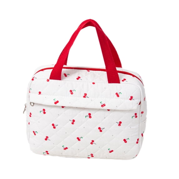 Lunch Bag Cute Lunch Box For Women Quilted Lunch Tote Bag Floral Women Lunch Tote With Front Pocket Lunch Box Container Cooler Bag For Work Cute Insulated Bento Bag Red