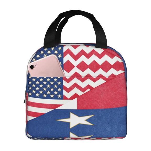 Lunch Bag For Women Men America Texas Flag Pattern Nsulated Lunch Box For Adult Reusable Lunch Tote Bag For Work Picnic Or Travel
