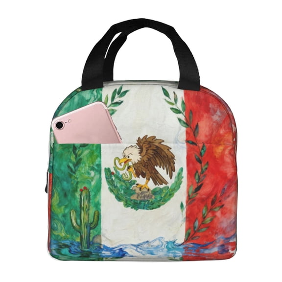 Lunch Bag For Women Men Fun-Mexico-Flag Insulated Lunch Box Multi-Functional Cooler Bag