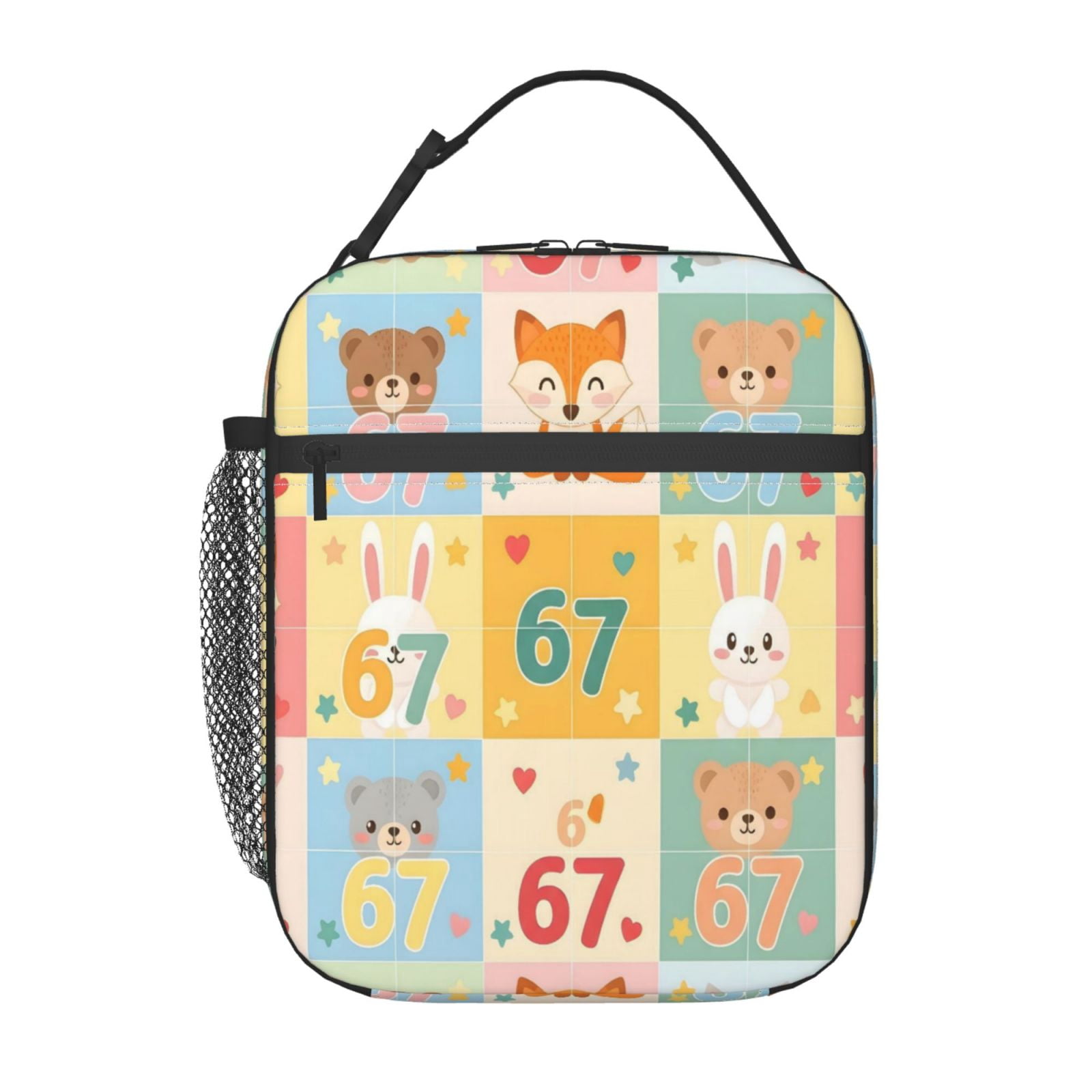 Lunch Bag For Women Men Insulated Portable Lunch Box Bento Box Office Picnic Travel Cooler Bag 67 Pattern With Cartoon Elements