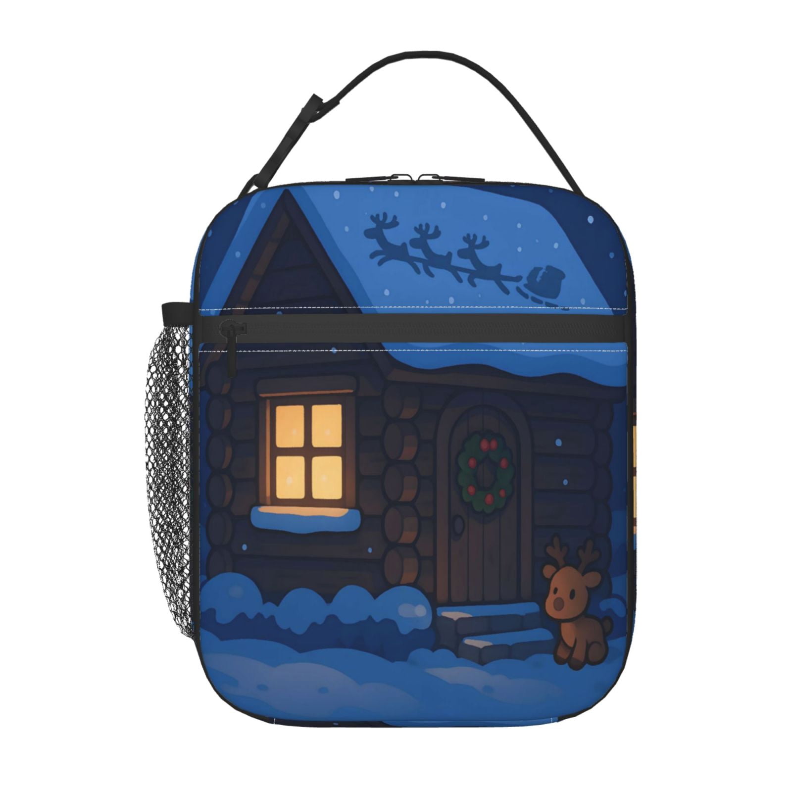 Lunch Bag For Women Men Insulated Portable Lunch Box Bento Box Office Picnic Travel Cooler Bag A House In The Snowy Winter