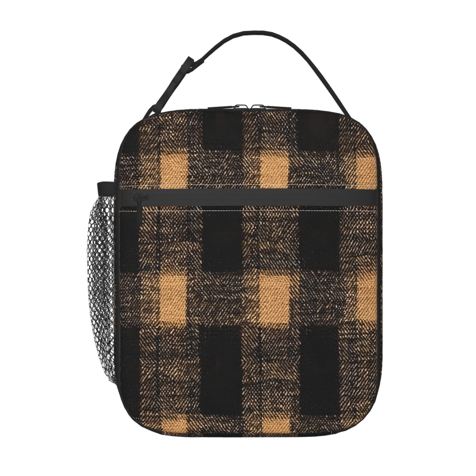Lunch Bag For Women Men Insulated Portable Lunch Box Bento Box Office Picnic Travel Cooler Bag Argyle Plaid Brown_17043_1