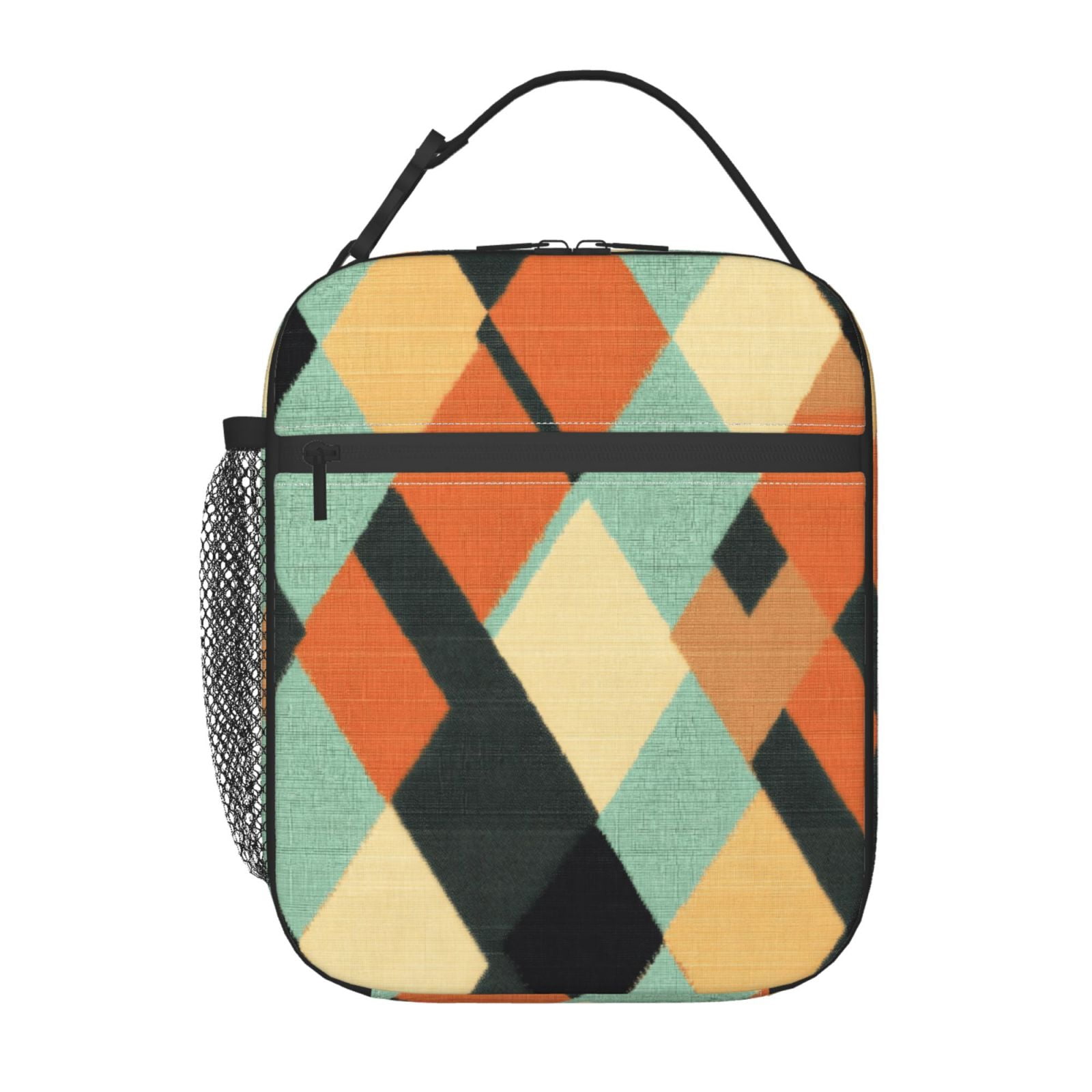 Lunch Bag For Women Men Insulated Portable Lunch Box Bento Box Office Picnic Travel Cooler Bag Argyle Plaid Lightcoral_3