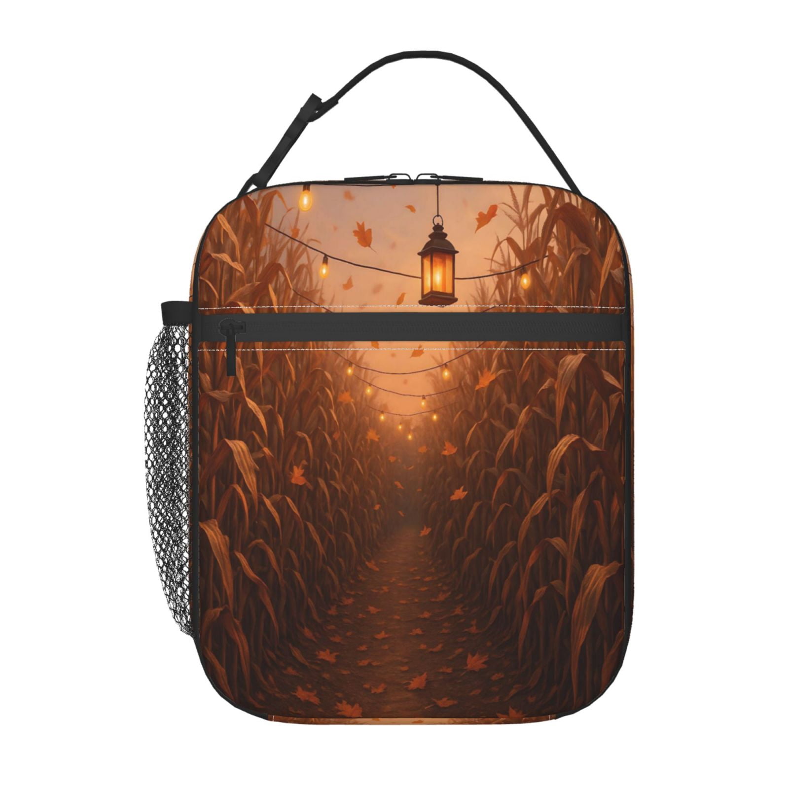 Lunch Bag For Women Men Insulated Portable Lunch Box Bento Box Office Picnic Travel Cooler Bag Autumn Cornfield