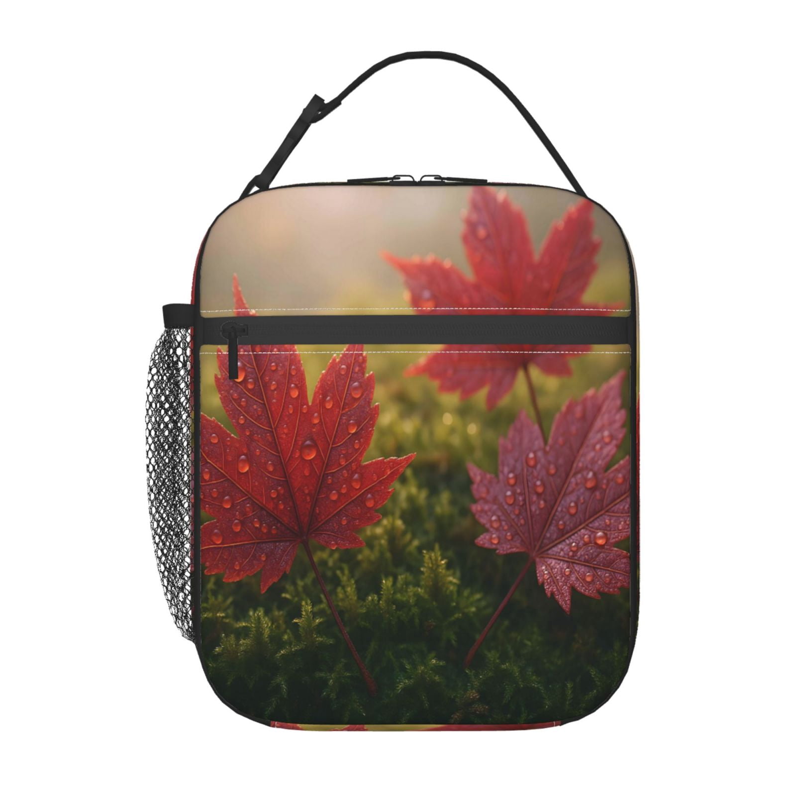 Lunch Bag For Women Men Insulated Portable Lunch Box Bento Box Office Picnic Travel Cooler Bag Autumn Leaves Closeup