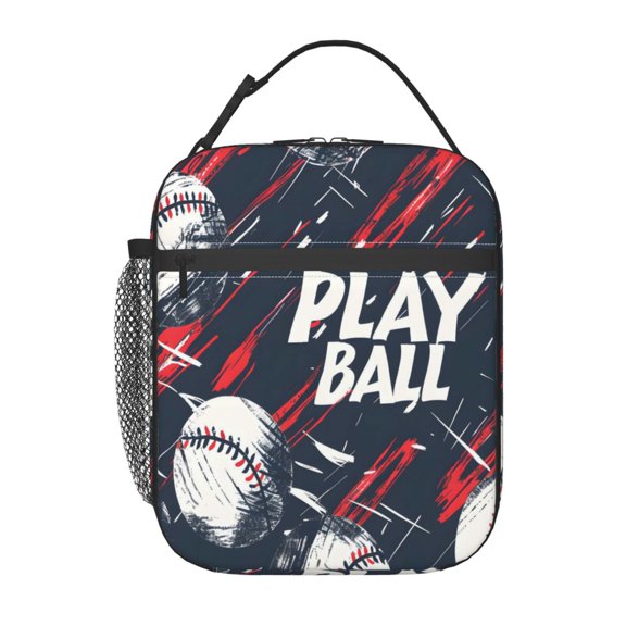 Lunch Bag For Women Men Insulated Portable Lunch Box Bento Box Office Picnic Travel Cooler Bag Baseball Theme Urban Street Sport Style (4)