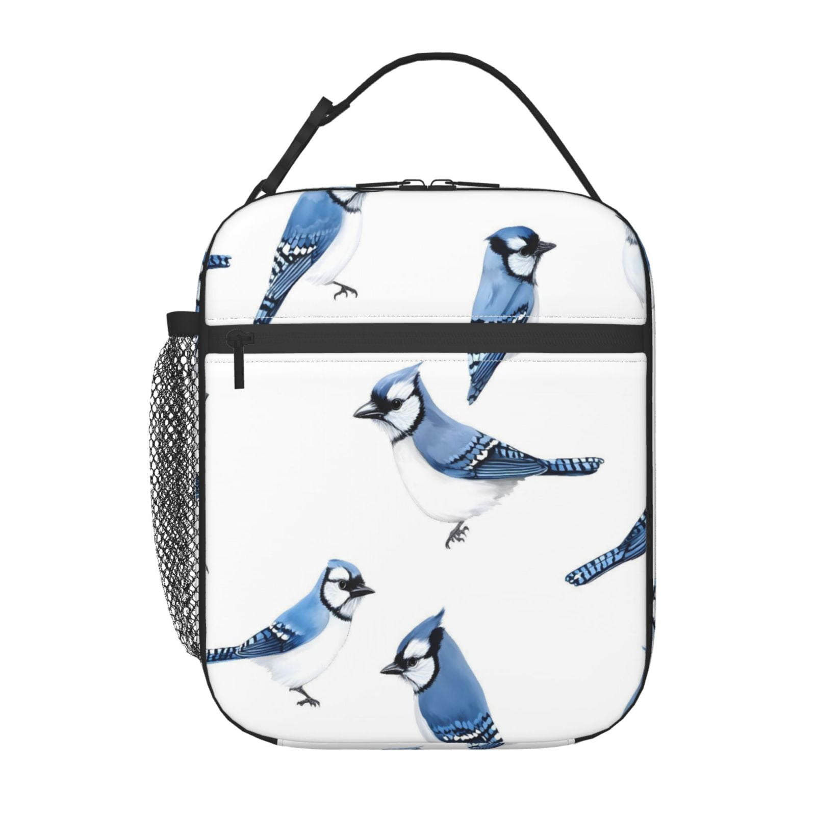 Lunch Bag For Women Men Insulated Portable Lunch Box Bento Box Office Picnic Travel Cooler Bag Blue-And-White Bird