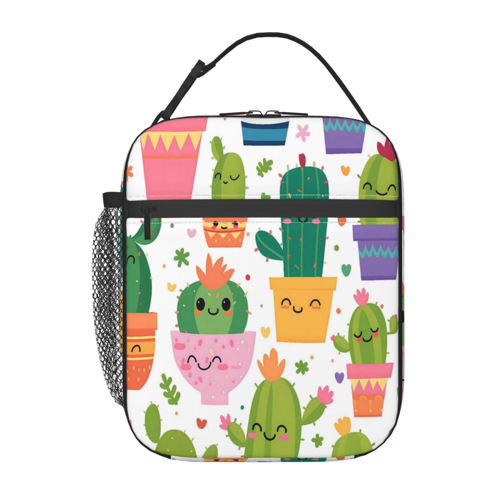 Lunch Bag For Women Men Insulated Portable Lunch Box Bento Box Office Picnic Travel Cooler Bag Cactus Potted Plant