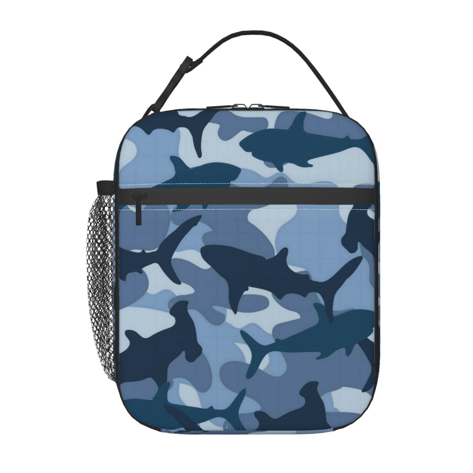 Lunch Bag For Women Men Insulated Portable Lunch Box Bento Box Office Picnic Travel Cooler Bag Camouflage-Patterned Shark