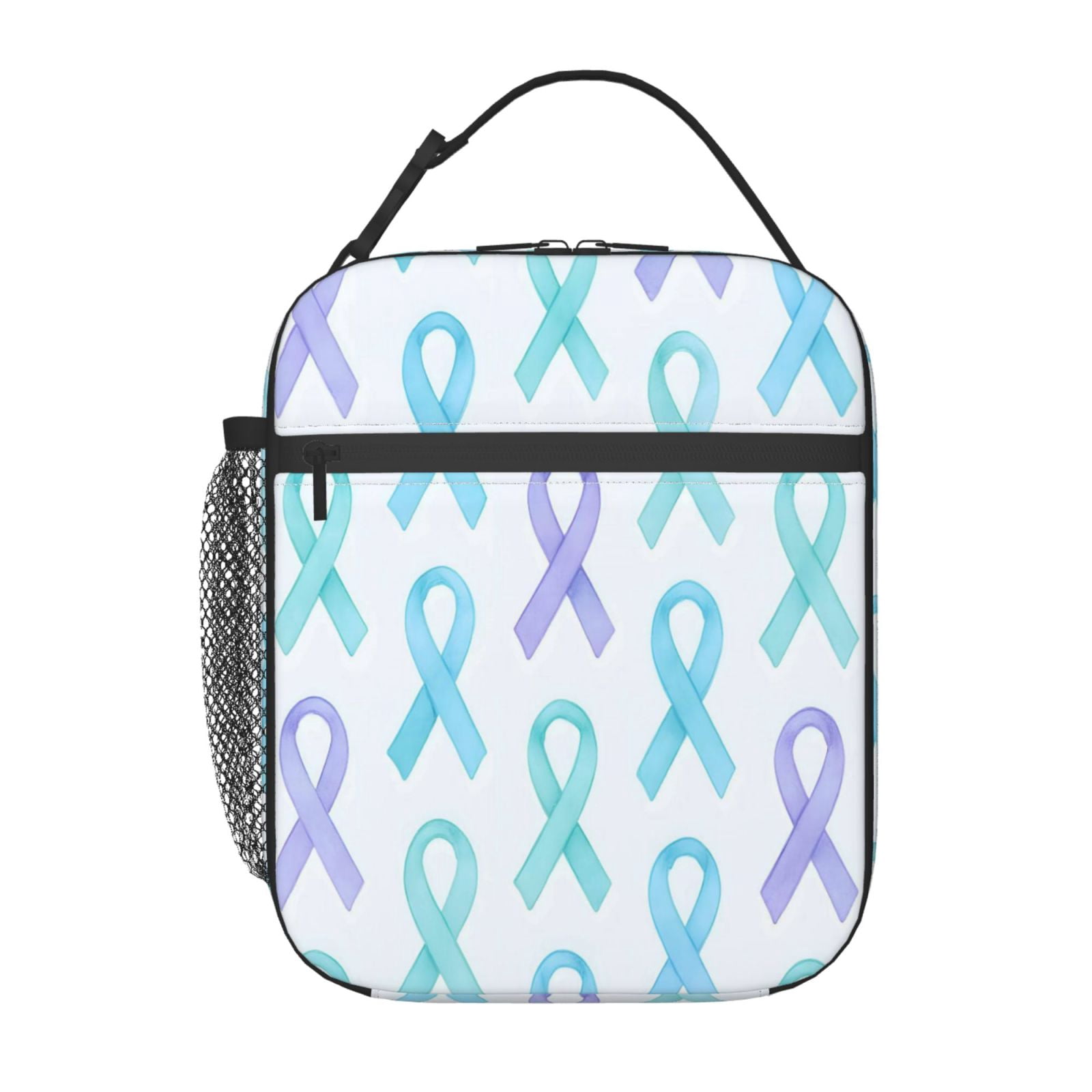 Lunch Bag For Women Men Insulated Portable Lunch Box Bento Box Office Picnic Travel Cooler Bag Cancer Awareness Ribbon Pattern - Watercolor Pastels
