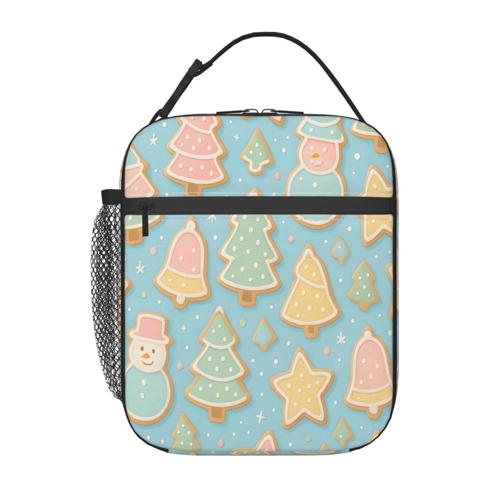 Lunch Bag For Women Men Insulated Portable Lunch Box Bento Box Office Picnic Travel Cooler Bag Christmas Cookie Pattern