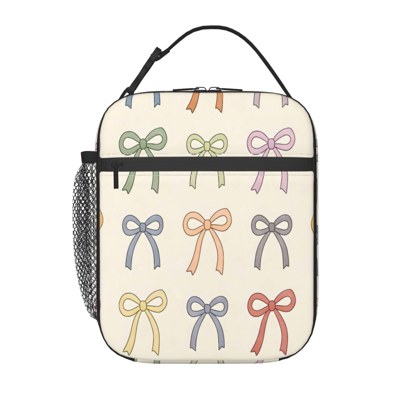 Lunch Bag For Women Men Insulated Portable Lunch Box Bento Box Office Picnic Travel Cooler Bag Colorful Bows (4)