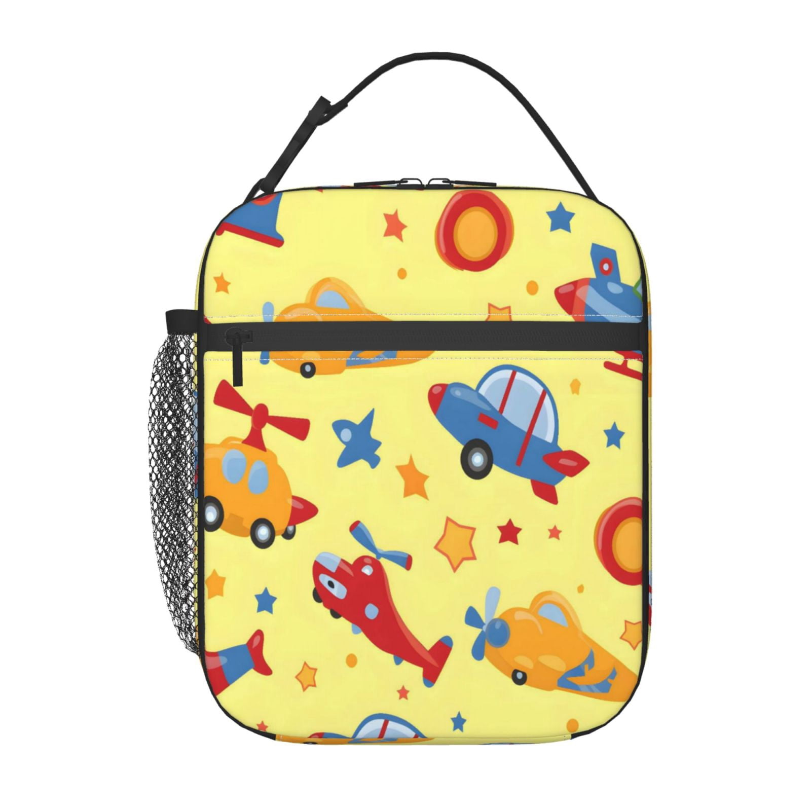 Lunch Bag For Women Men Insulated Portable Lunch Box Bento Box Office Picnic Travel Cooler Bag Colorful Cartoon Toy Car Plane Helicopter