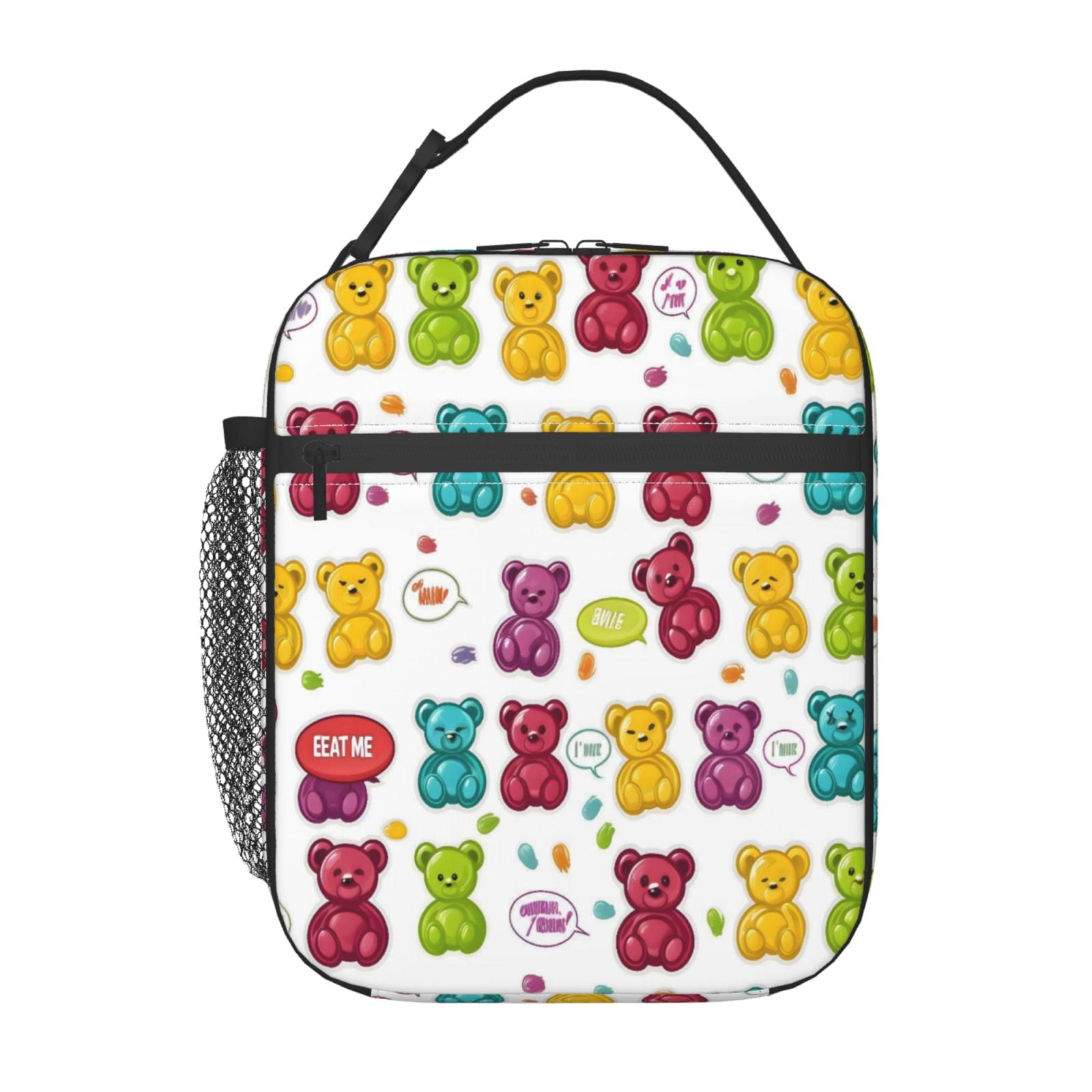 Lunch Bag For Women Men Insulated Portable Lunch Box Bento Box Office Picnic Travel Cooler Bag Colorful Gummy Bears Candies Jelly Sweets