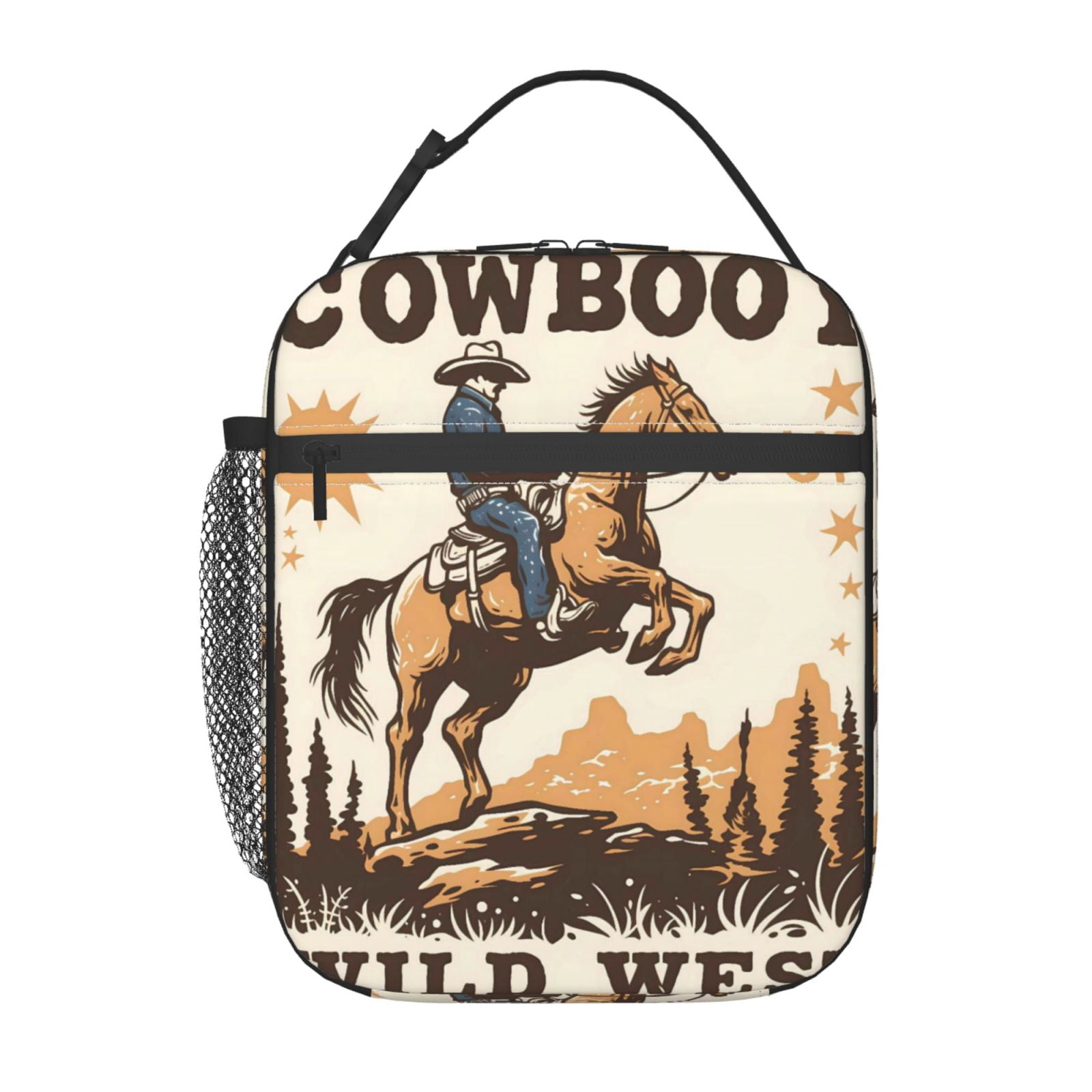 Lunch Bag For Women Men Insulated Portable Lunch Box Bento Box Office Picnic Travel Cooler Bag Cowboy Riding A Horse (3)