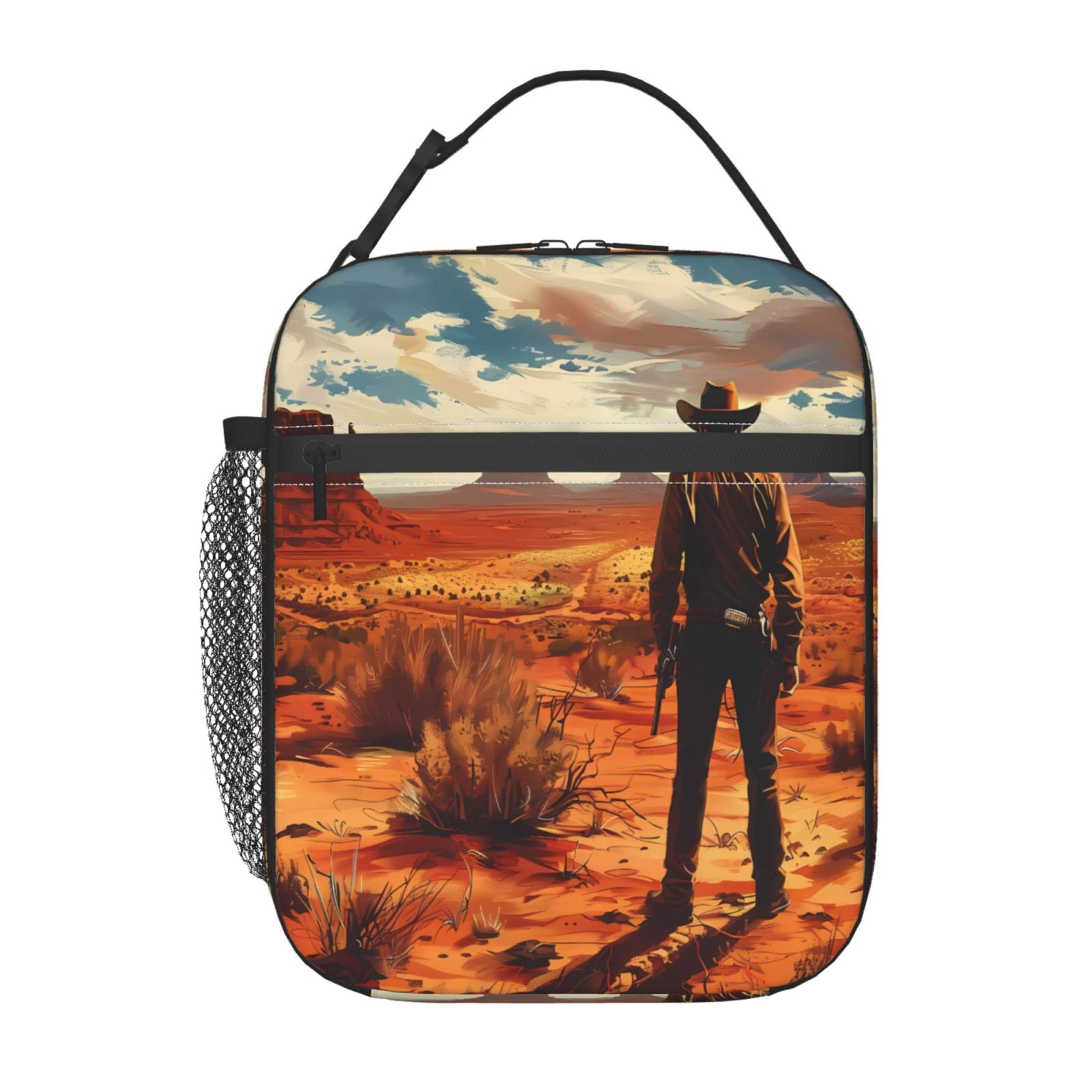 Lunch Bag For Women Men Insulated Portable Lunch Box Bento Box Office Picnic Travel Cooler Bag Cowboy Western Desert (2)