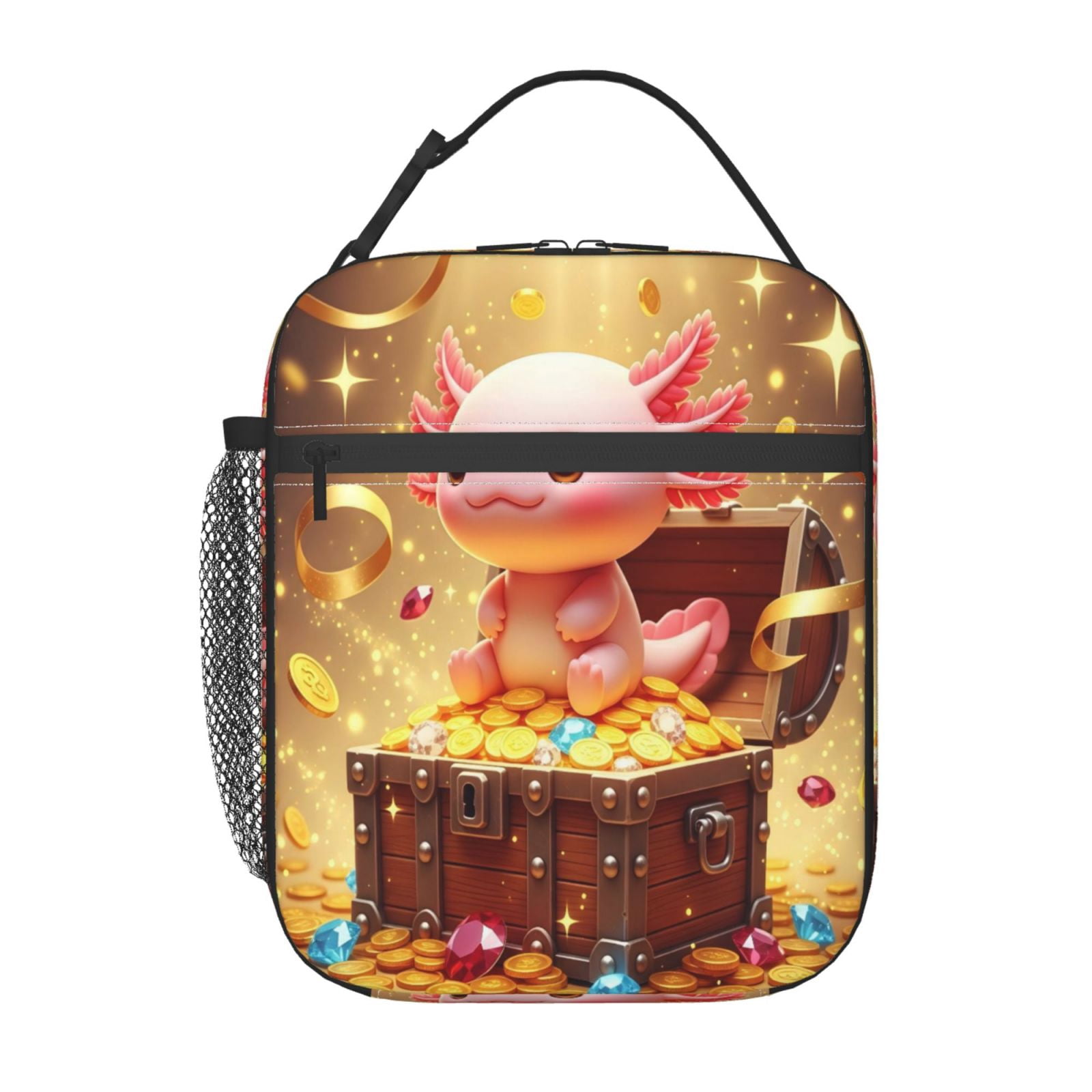 Lunch Bag For Women Men Insulated Portable Lunch Box Bento Box Office Picnic Travel Cooler Bag Cute Cartoon Axolotl 5