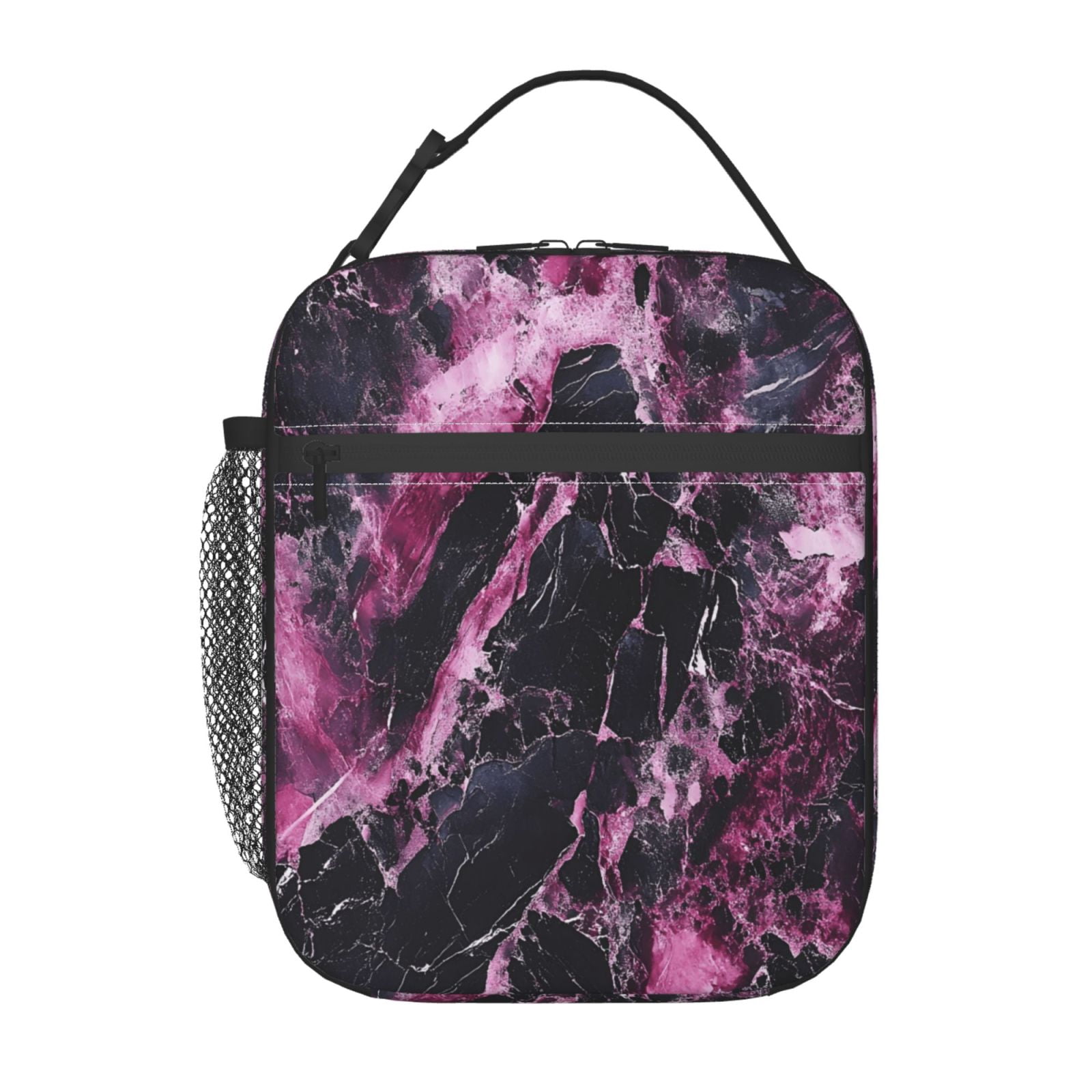 Lunch Bag For Women Men Insulated Portable Lunch Box Bento Box Office Picnic Travel Cooler Bag Darkmagenta Marble_2