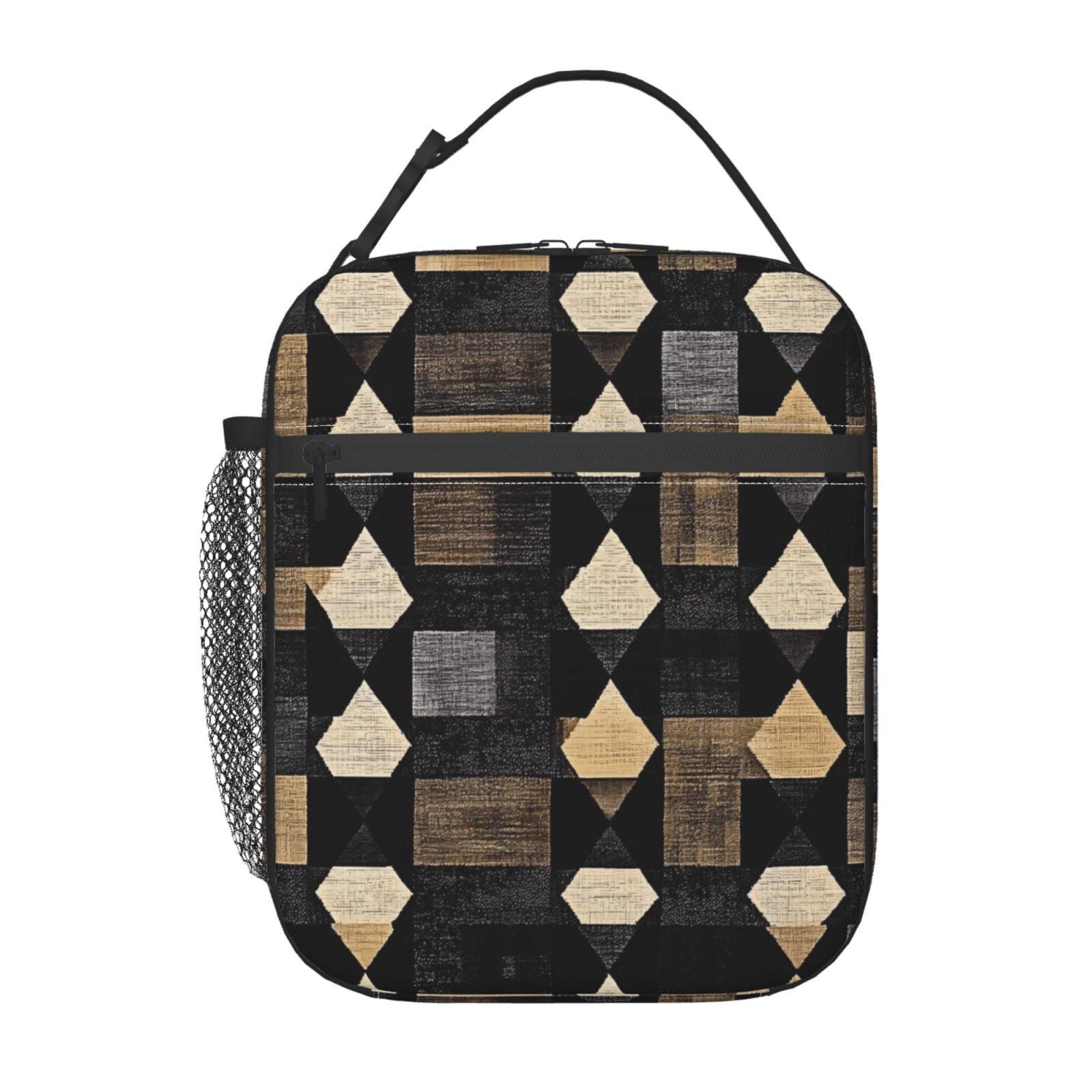 Lunch Bag For Women Men Insulated Portable Lunch Box Bento Box Office Picnic Travel Cooler Bag Darkvoilet Houndstooth Checkered_2