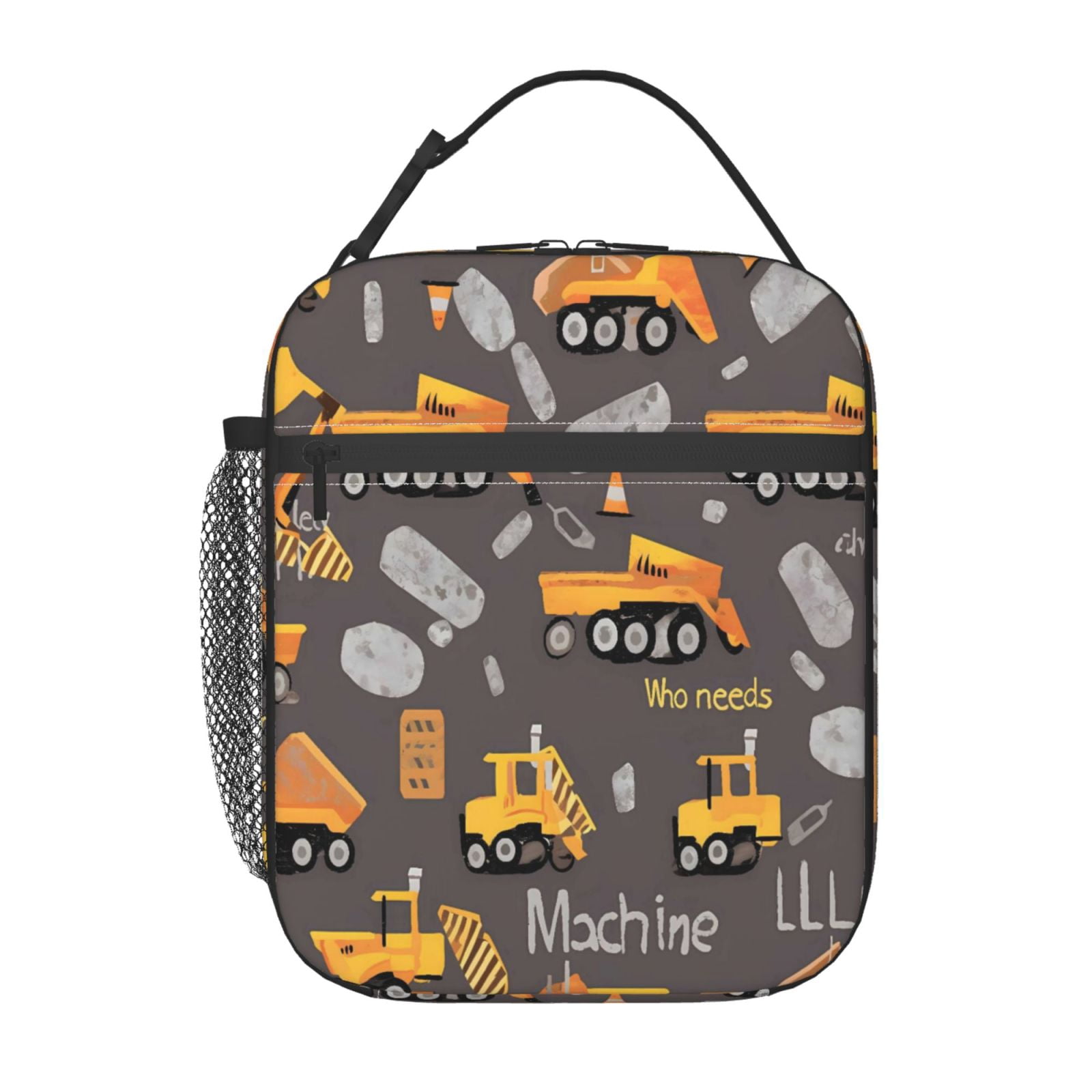 Lunch Bag For Women Men Insulated Portable Lunch Box Bento Box Office Picnic Travel Cooler Bag Engineering Vehicles Cargo Trucks