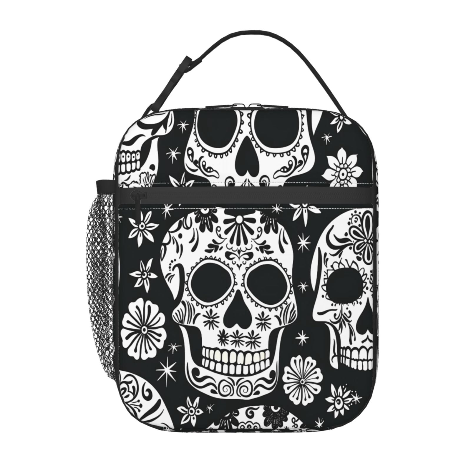 Lunch Bag For Women Men Insulated Portable Lunch Box Bento Box Office Picnic Travel Cooler Bag Festive Cute Sugar Skulls (8)