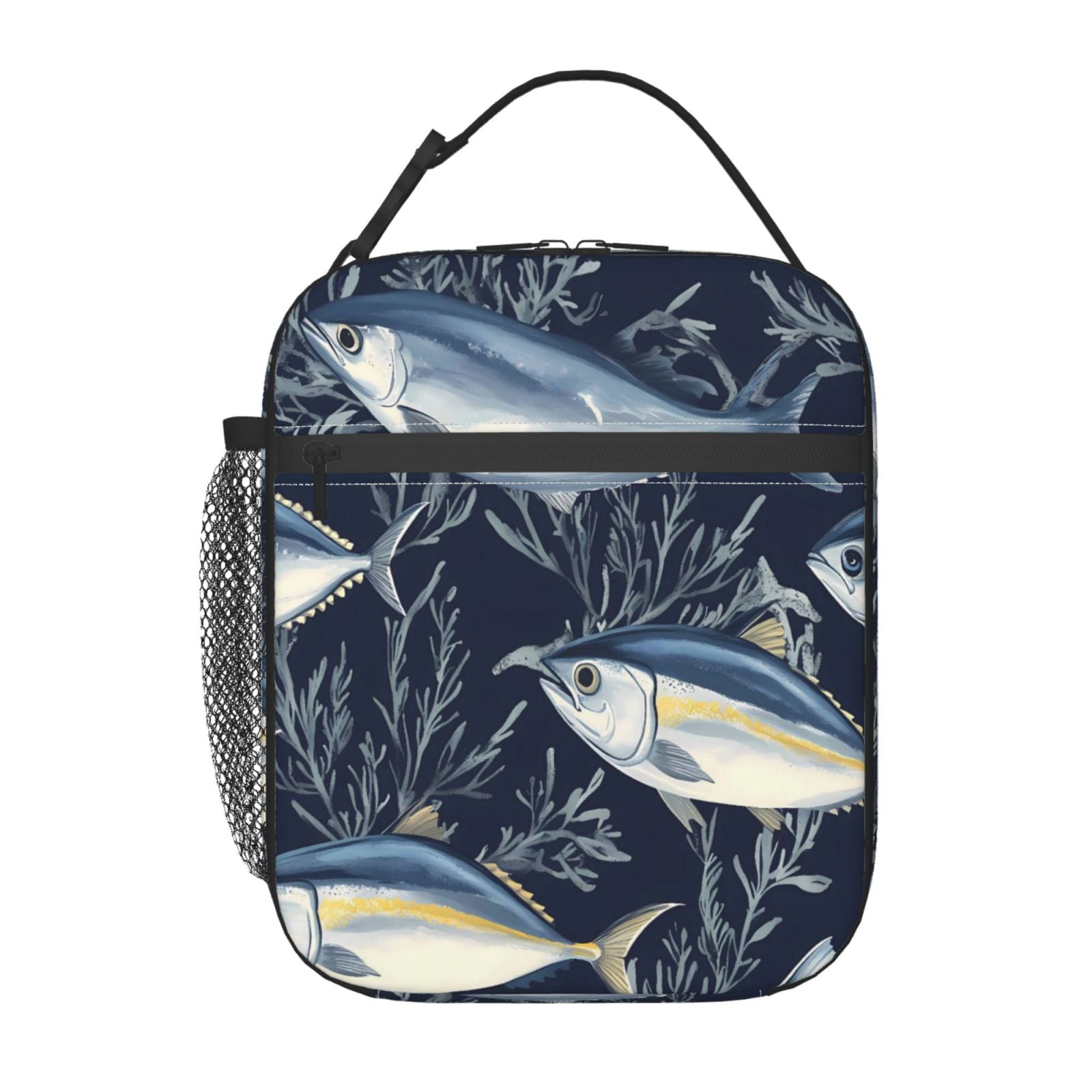 Lunch Bag For Women Men Insulated Portable Lunch Box Bento Box Office Picnic Travel Cooler Bag Fish (33)