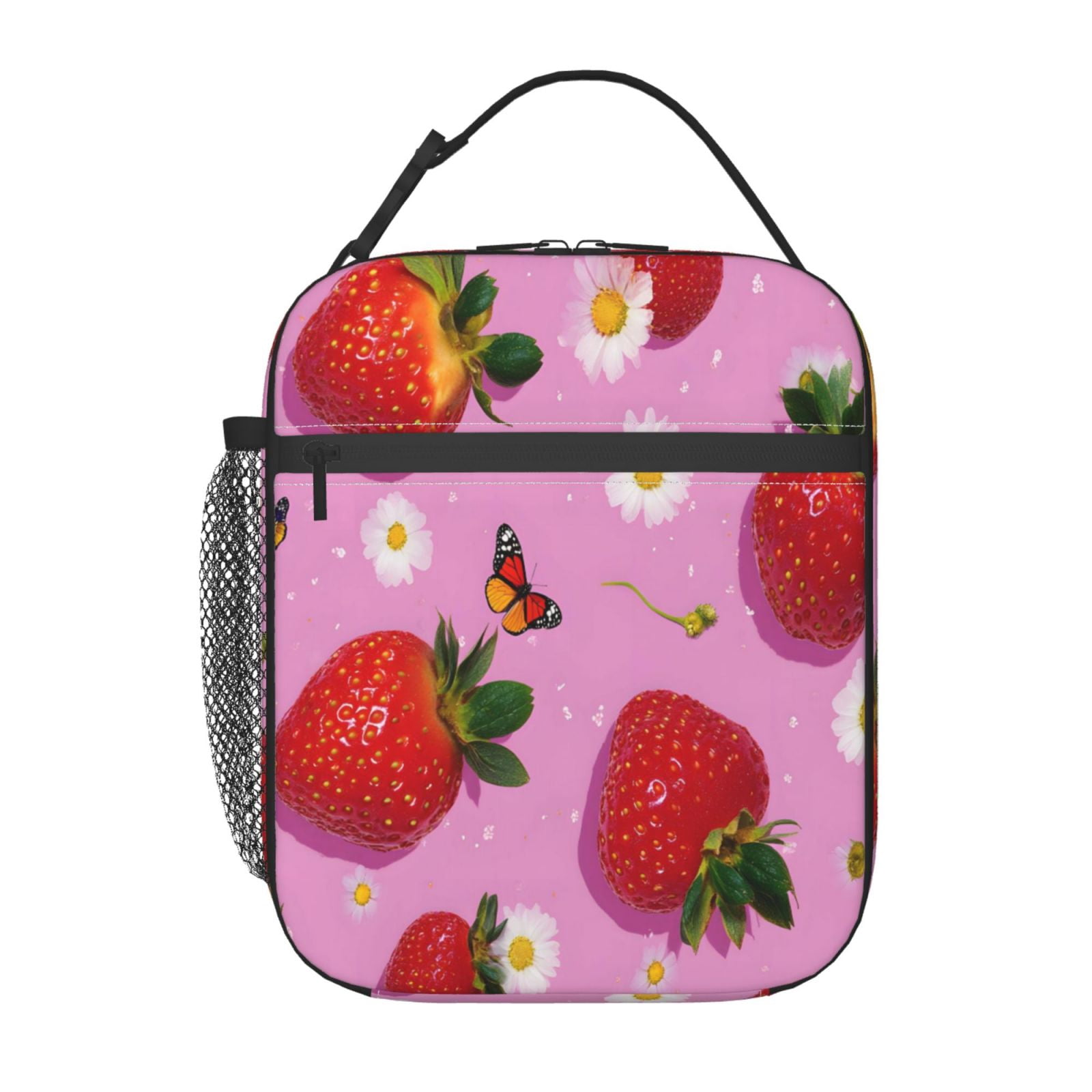 Lunch Bag For Women Men Insulated Portable Lunch Box Bento Box Office Picnic Travel Cooler Bag Fresh Strawberrie