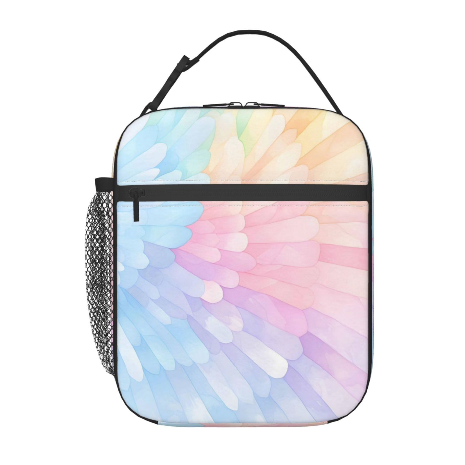 Lunch Bag For Women Men Insulated Portable Lunch Box Bento Box Office Picnic Travel Cooler Bag Gray Tie-Dye Background Rainbow Colors_4