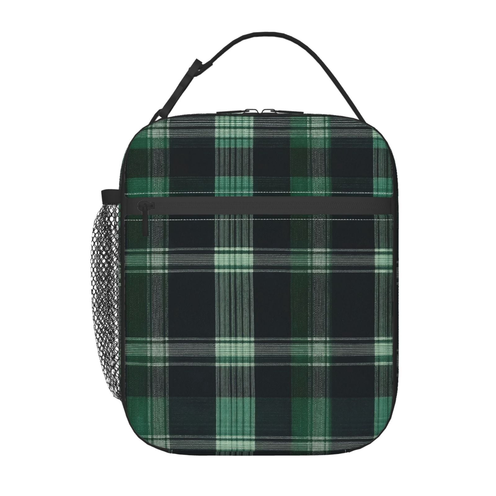 Lunch Bag For Women Men Insulated Portable Lunch Box Bento Box Office Picnic Travel Cooler Bag Green Buffalo Plaid Check Tartan Scotland_1