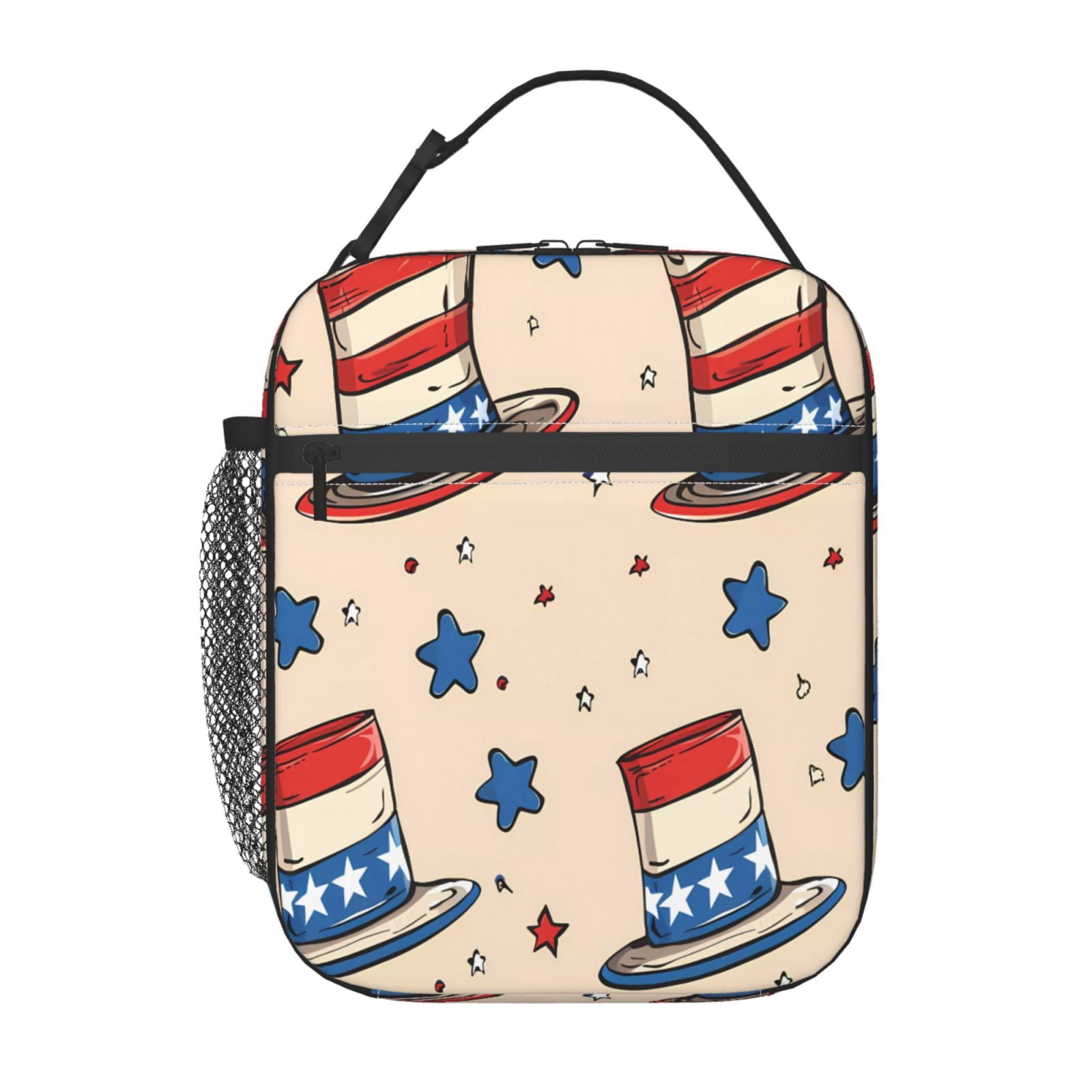 Lunch Bag For Women Men Insulated Portable Lunch Box Bento Box Office Picnic Travel Cooler Bag Independence Day Theme Elements Star (5)