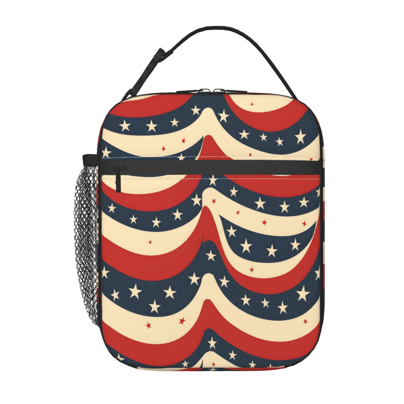 Lunch Bag For Women Men Insulated Portable Lunch Box Bento Box Office Picnic Travel Cooler Bag Independence Day Theme Star (6)