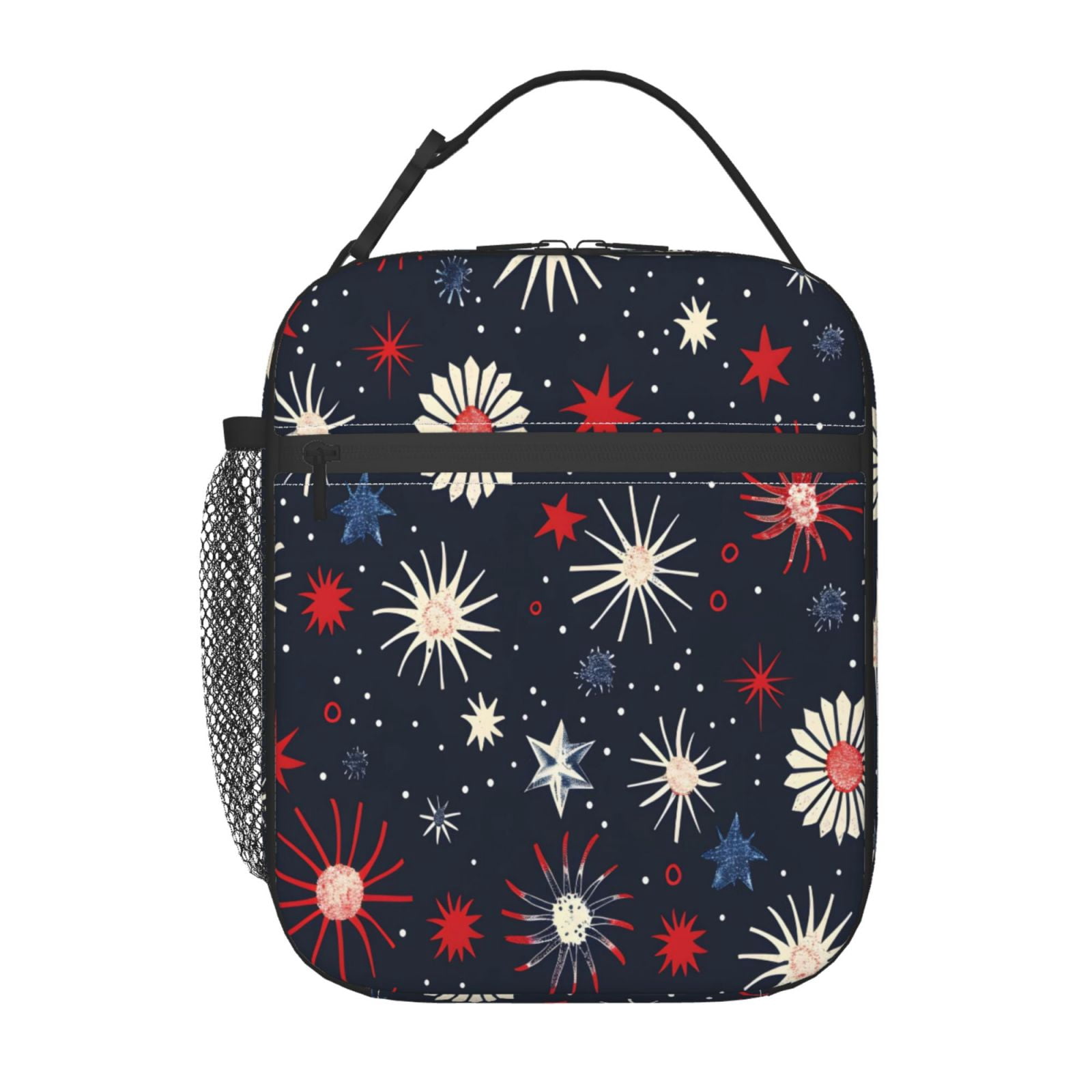 Lunch Bag For Women Men Insulated Portable Lunch Box Bento Box Office Picnic Travel Cooler Bag Independence Day Theme Star (7)