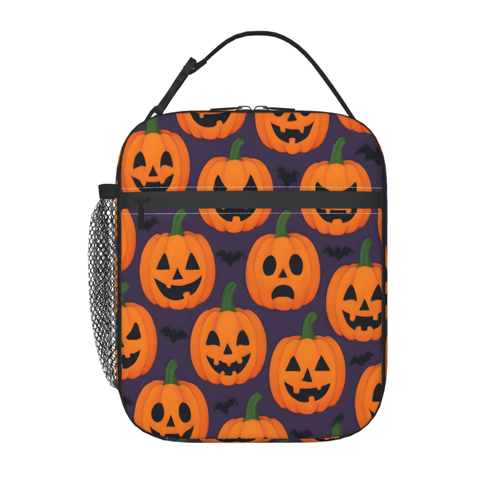 Lunch Bag For Women Men Insulated Portable Lunch Box Bento Box Office Picnic Travel Cooler Bag Jack-O'-Lantern Halloween Pattern