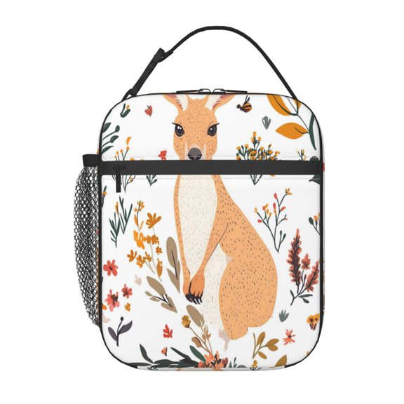 Lunch Bag For Women Men Insulated Portable Lunch Box Bento Box Office Picnic Travel Cooler Bag Kangaroo And Flower