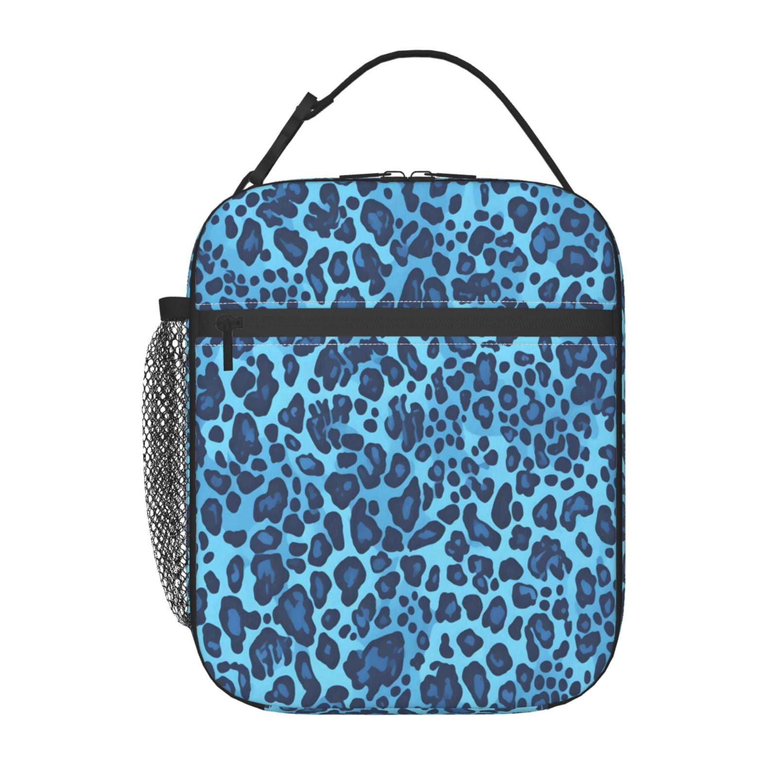 Lunch Bag For Women Men Insulated Portable Lunch Box Bento Box Office Picnic Travel Cooler Bag Leopard Print Pattern Blue And Black_2