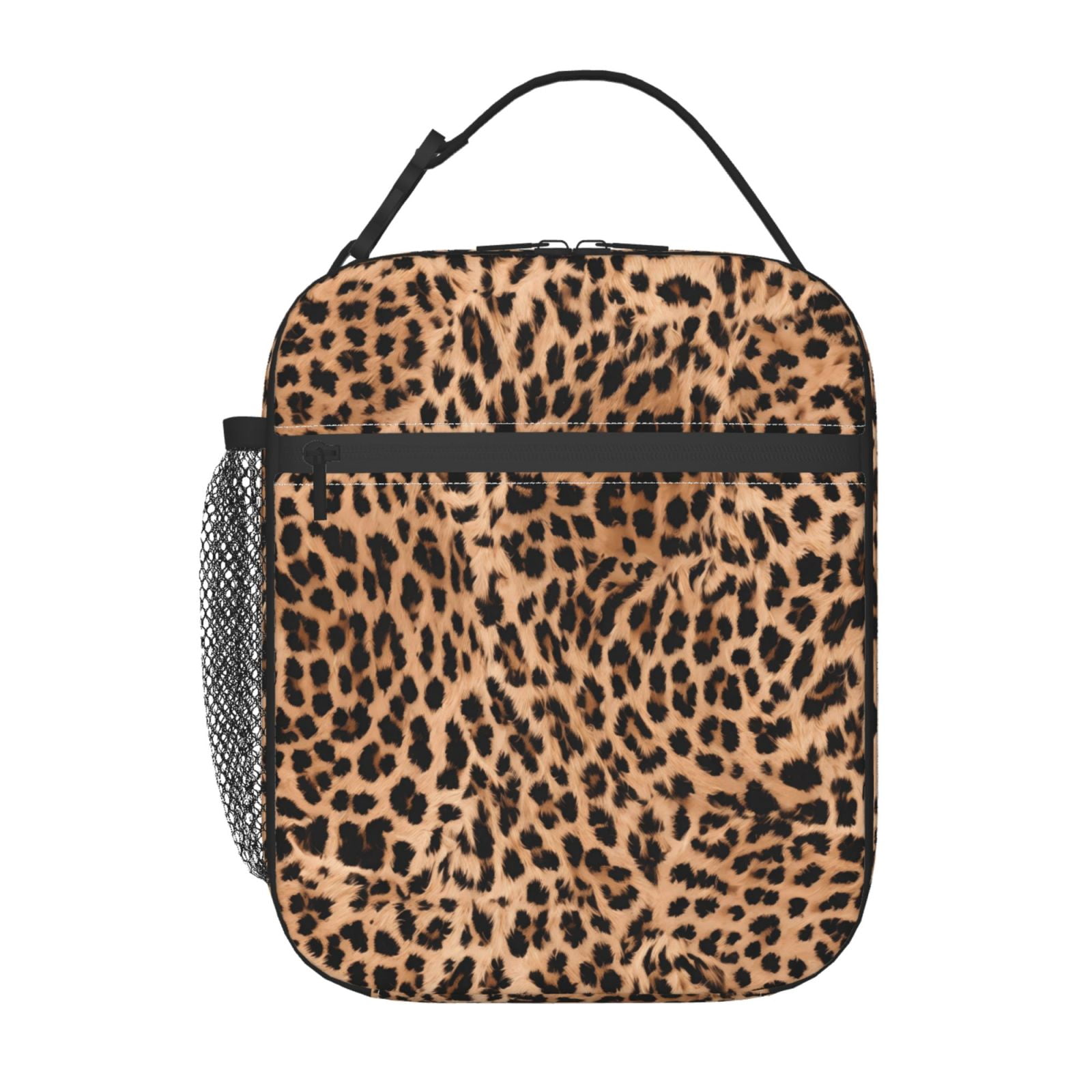 Lunch Bag For Women Men Insulated Portable Lunch Box Bento Box Office Picnic Travel Cooler Bag Leopard Print Pattern