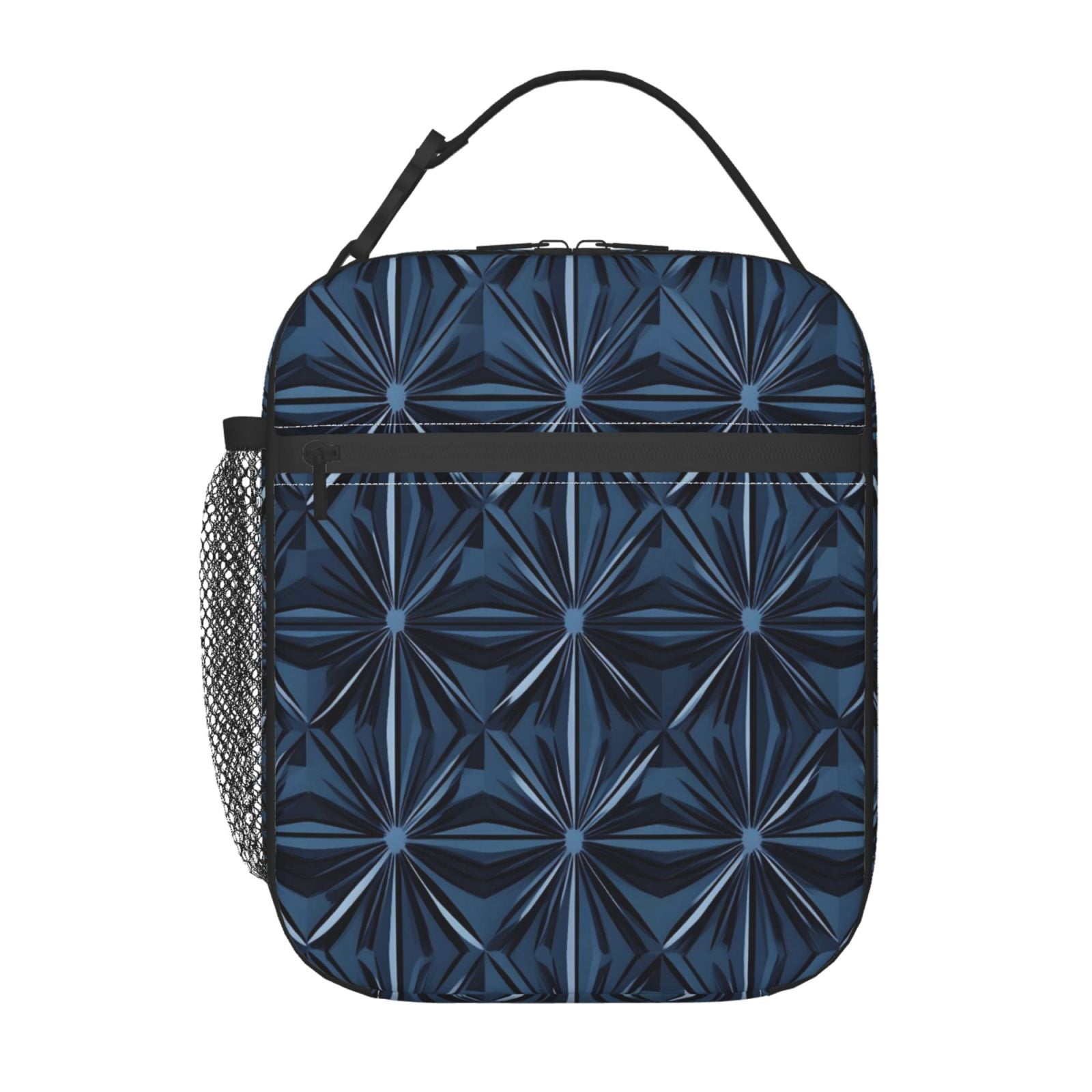 Lunch Bag For Women Men Insulated Portable Lunch Box Bento Box Office Picnic Travel Cooler Bag Midnightblue Geometric Patterns_1