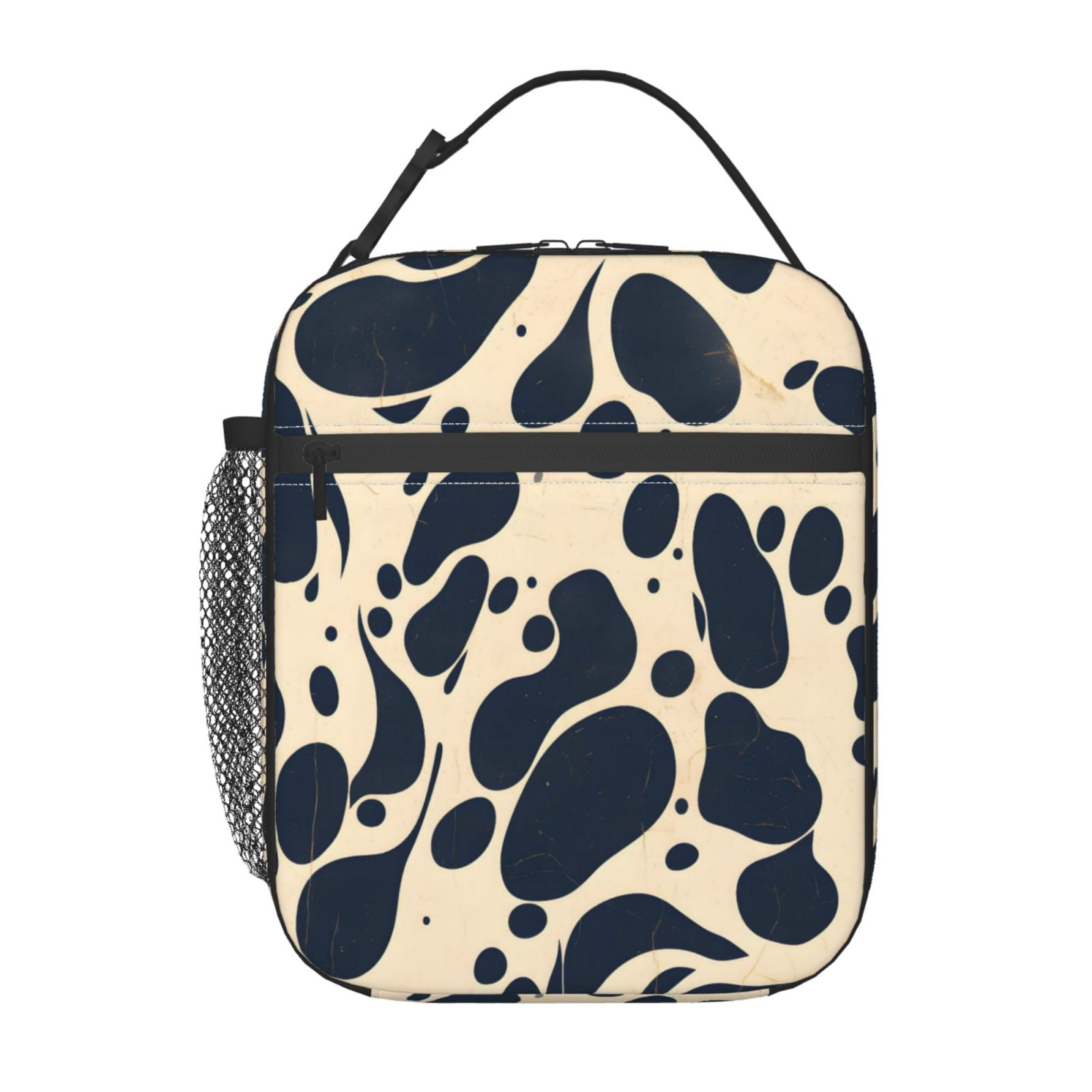 Lunch Bag For Women Men Insulated Portable Lunch Box Bento Box Office Picnic Travel Cooler Bag Milk Cow Skin Print Style Darkvoilet_1