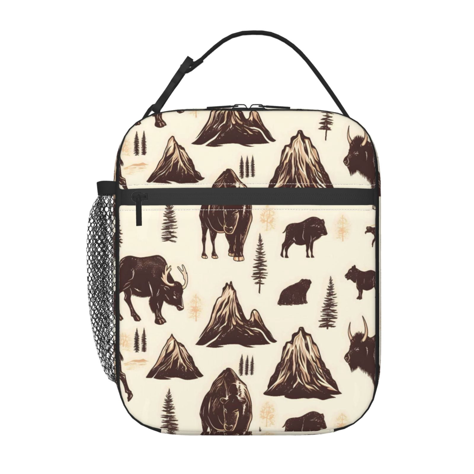 Lunch Bag For Women Men Insulated Portable Lunch Box Bento Box Office Picnic Travel Cooler Bag Mountain Wildlife