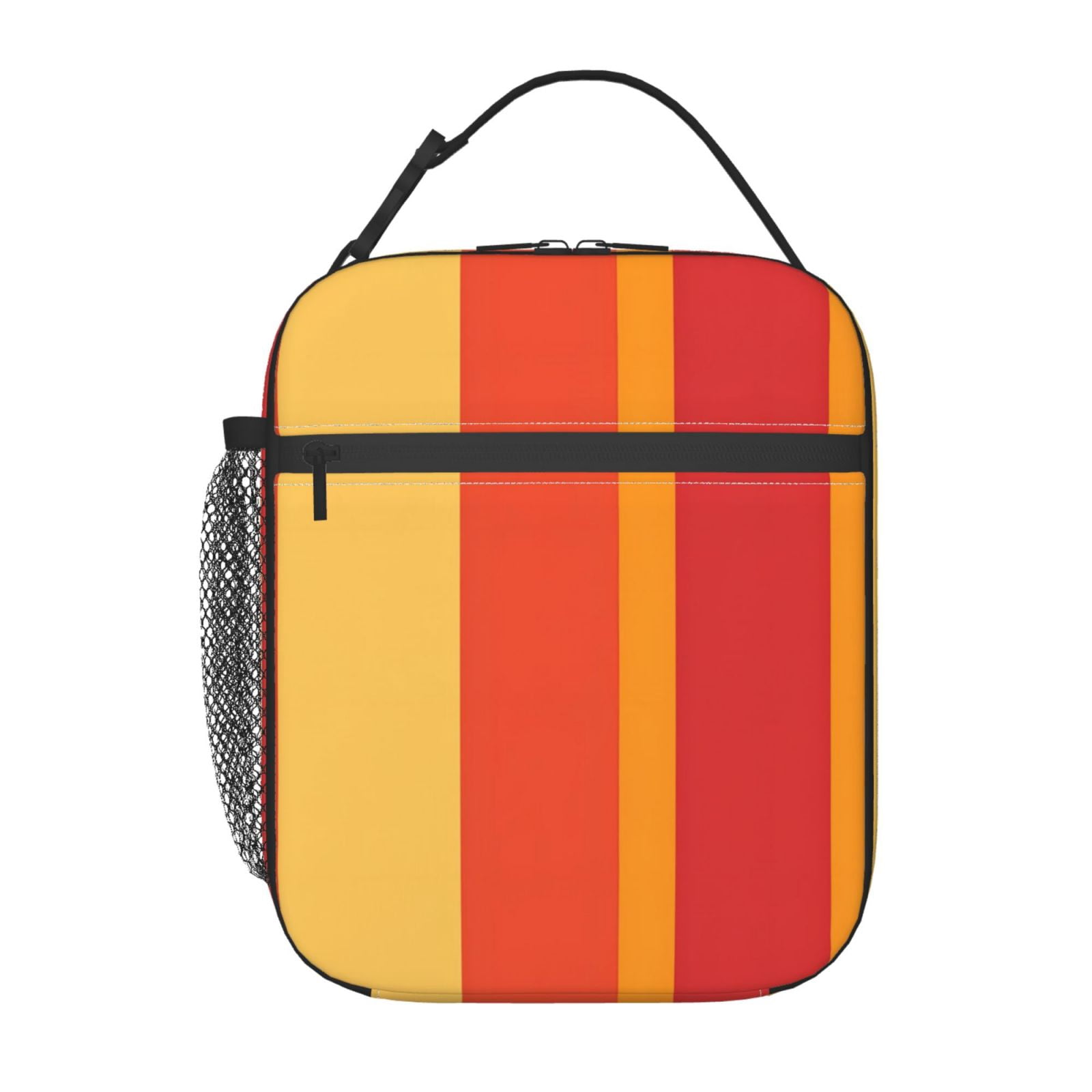 Lunch Bag For Women Men Insulated Portable Lunch Box Bento Box Office Picnic Travel Cooler Bag Orangered Stripe_2
