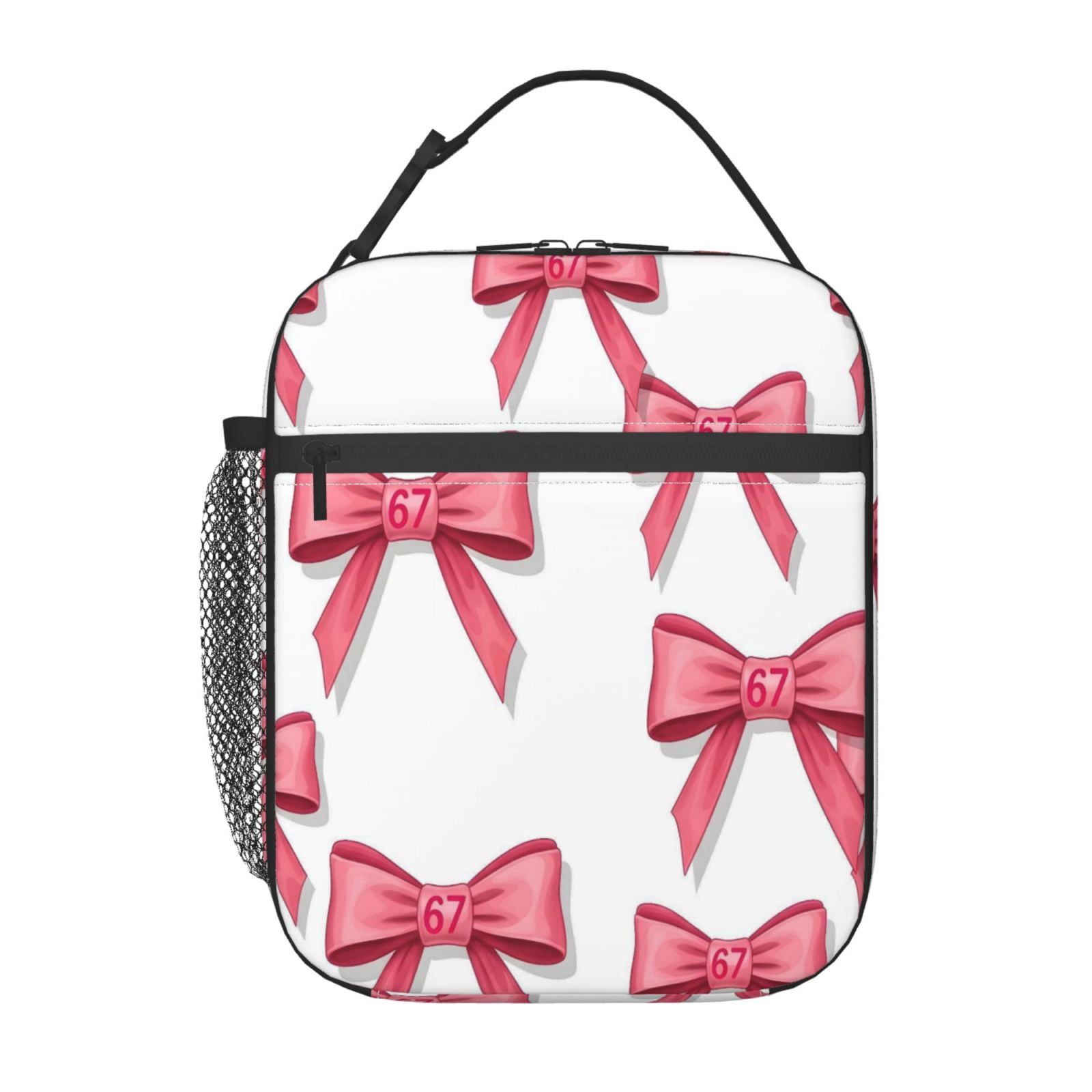 Lunch Bag For Women Men Insulated Portable Lunch Box Bento Box Office Picnic Travel Cooler Bag Pink Ribbon Pattern 67 (3)